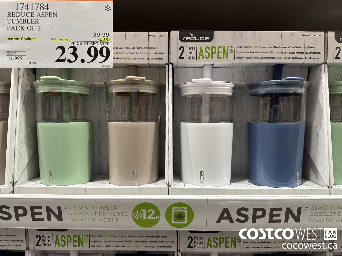 1741784 REDUCE ASPEN TUMBLER PACK OF 2 ($6.00 INSTANT SAVINGS EXPIRES ON 2024-02-04) $23.99