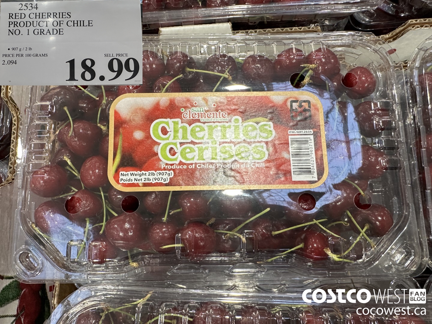 2534 RED CHERRIES PRODUCT OF CHILE NO 1 GRADE $18.99