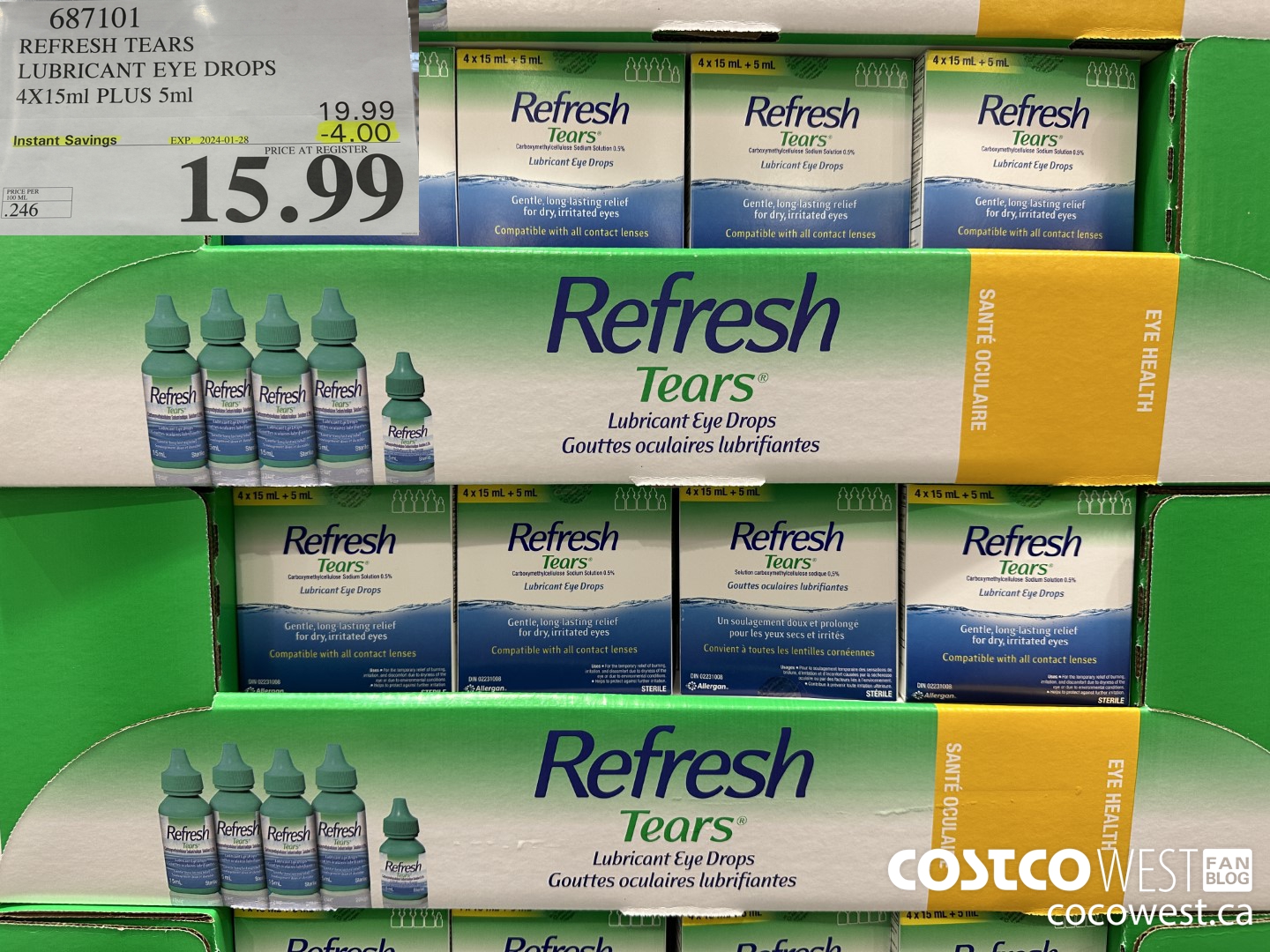 687101 REFRESH TEARS LUBRICANT EYE DROPS 4X15ml PLUS 5ml ($4.00 INSTANT SAVINGS EXPIRES ON 2024-01-28) $15.99