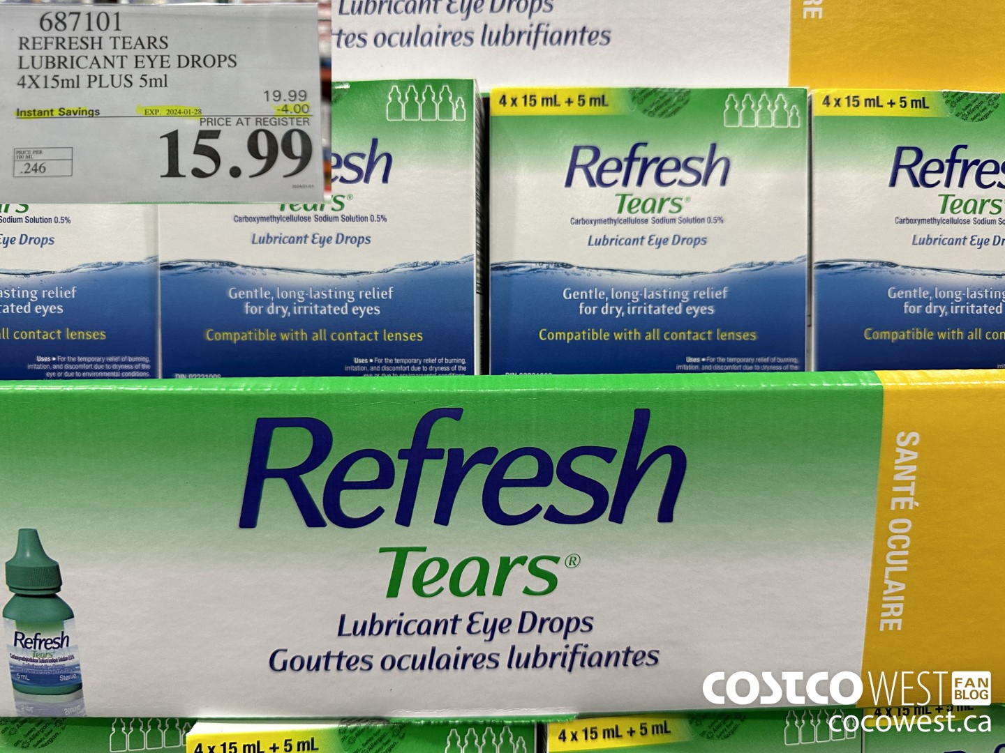 687101 REFRESH TEARS LUBRICANT EYE DROPS 4X15ml PLUS 5ml ($4.00 INSTANT SAVINGS EXPIRES ON 2024-01-28) $15.99