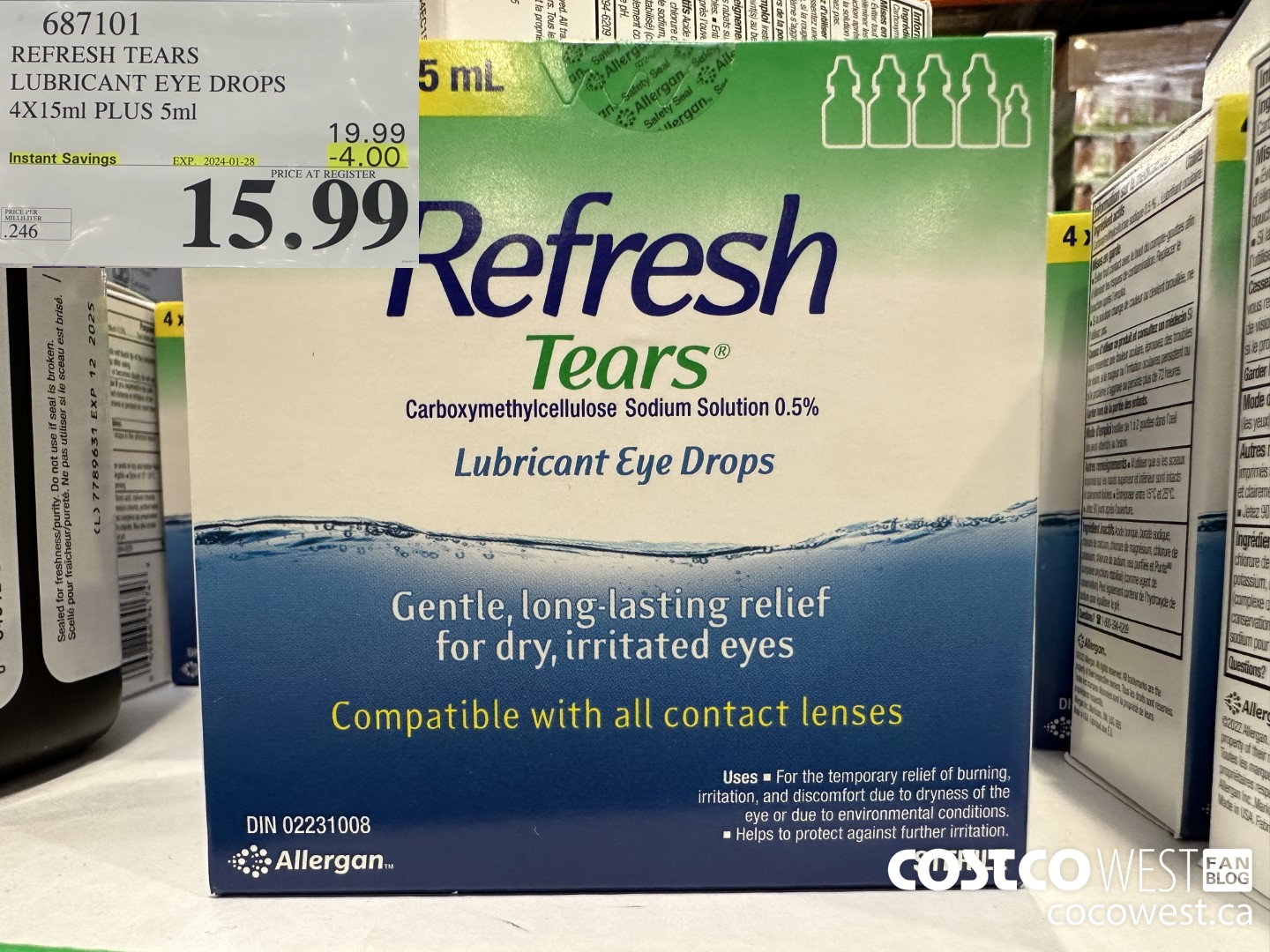 687101 REFRESH TEARS LUBRICANT EYE DROPS 4X15ml PLUS 5ml ($4.00 INSTANT SAVINGS EXPIRES ON 2024-01-28) $15.99