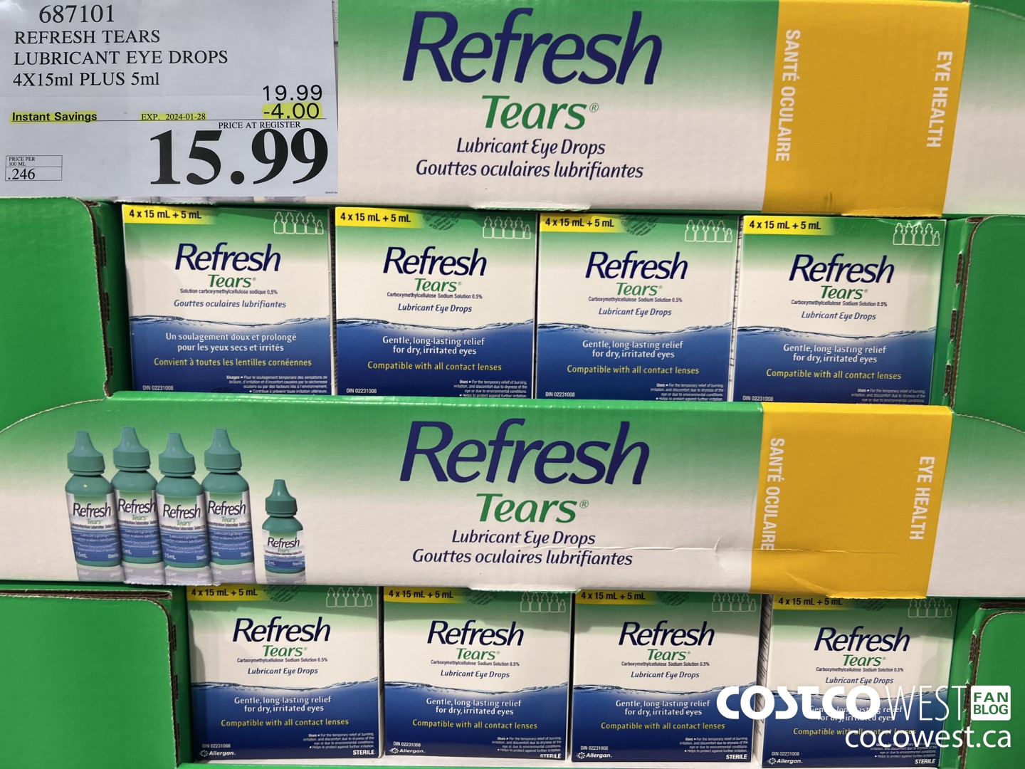 687101 REFRESH TEARS LUBRICANT EYE DROPS 4X15ml PLUS 5ml ($4.00 INSTANT SAVINGS EXPIRES ON 2024-01-28) $15.99