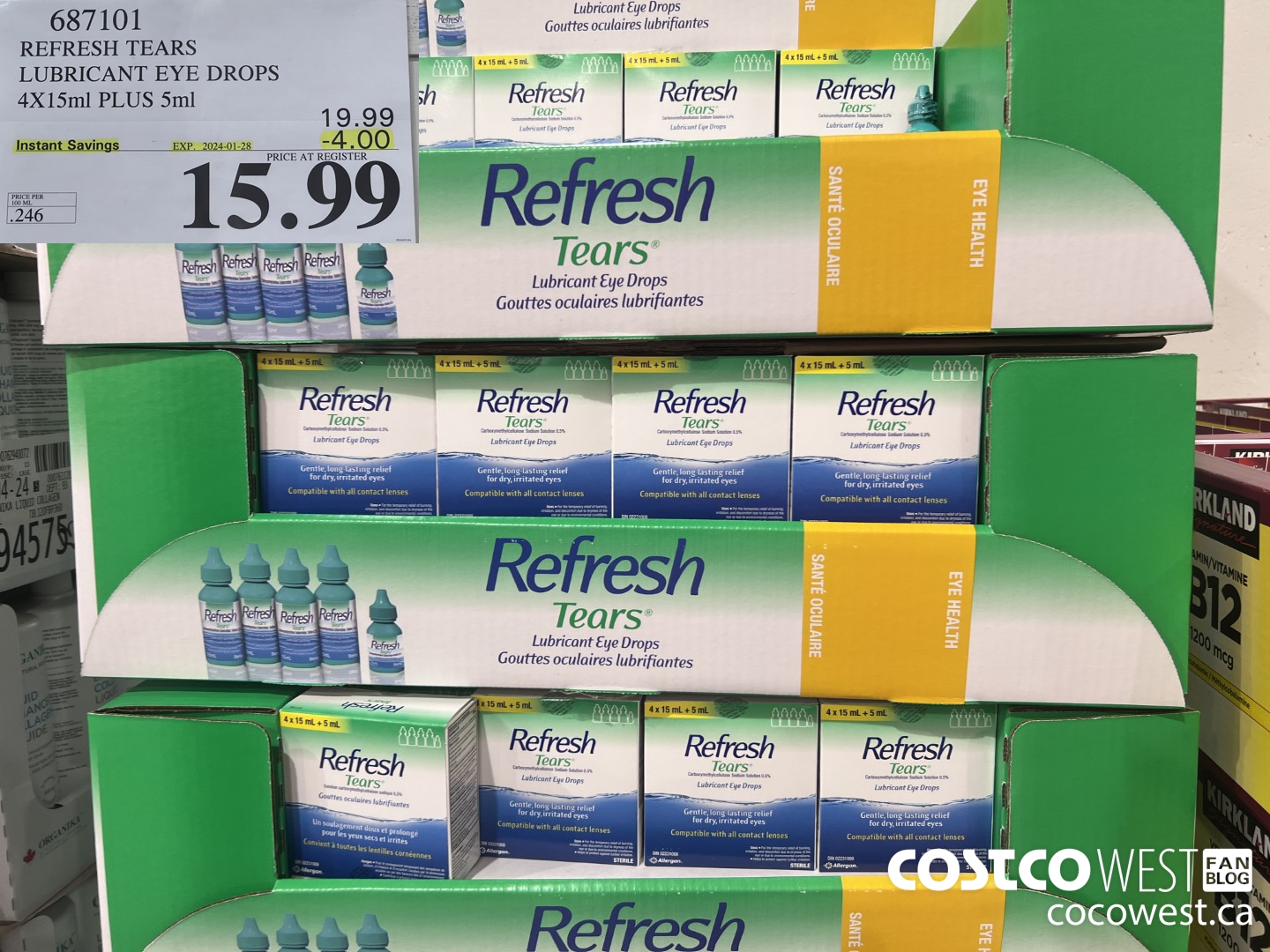 687101 REFRESH TEARS LUBRICANT EYE DROPS 4X15ml PLUS 5ml ($4.00 INSTANT SAVINGS EXPIRES ON 2024-01-28) $15.99
