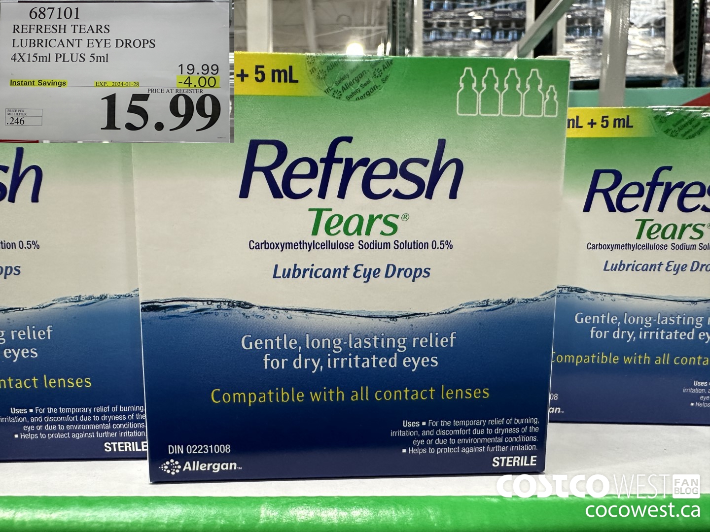 687101 REFRESH TEARS LUBRICANT EYE DROPS 4X15ml PLUS 5ml ($4.00 INSTANT SAVINGS EXPIRES ON 2024-01-28) $15.99