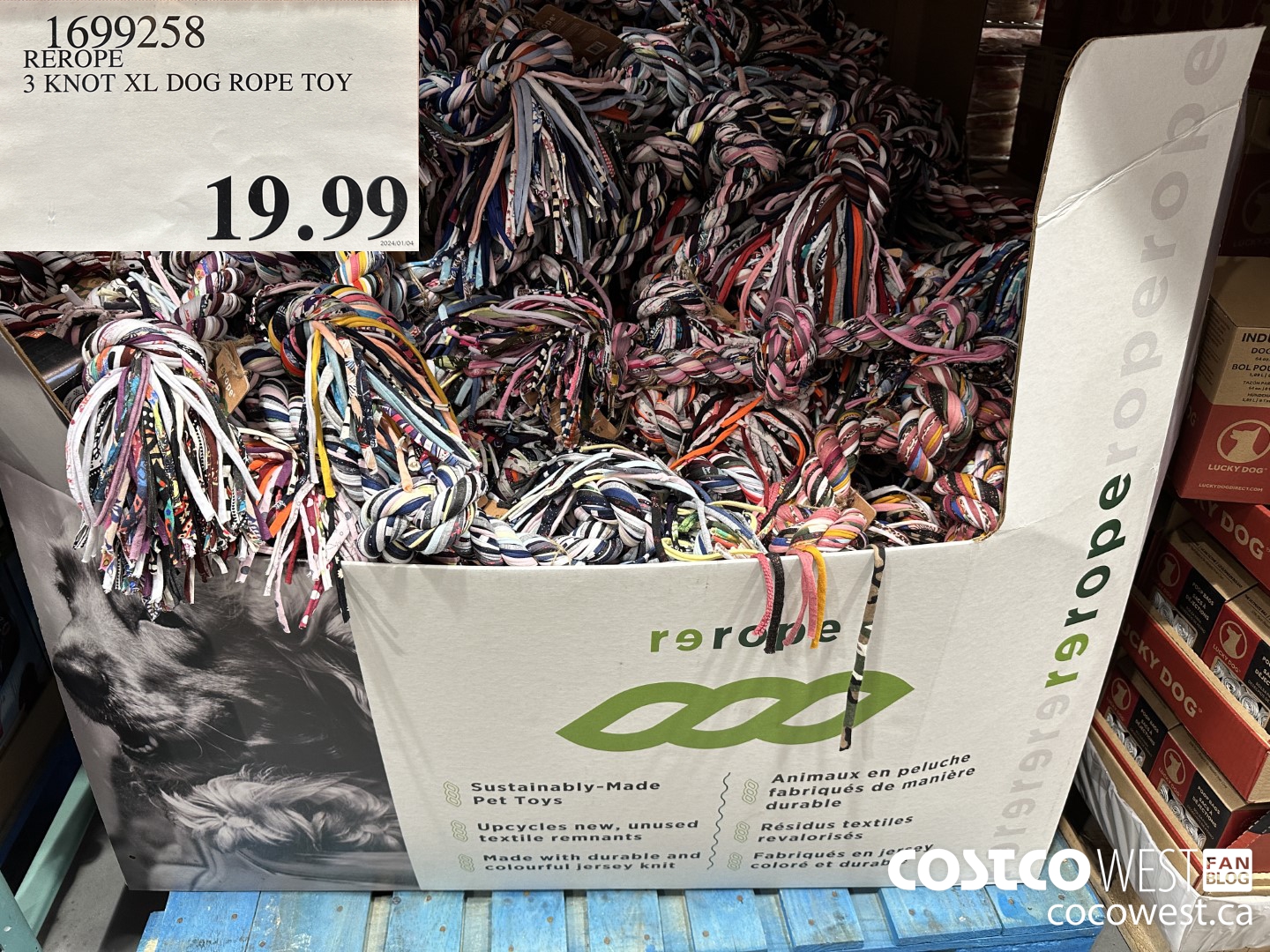 1699258 REROPE 3 KNOT XL DOG ROPE TOY $19.99