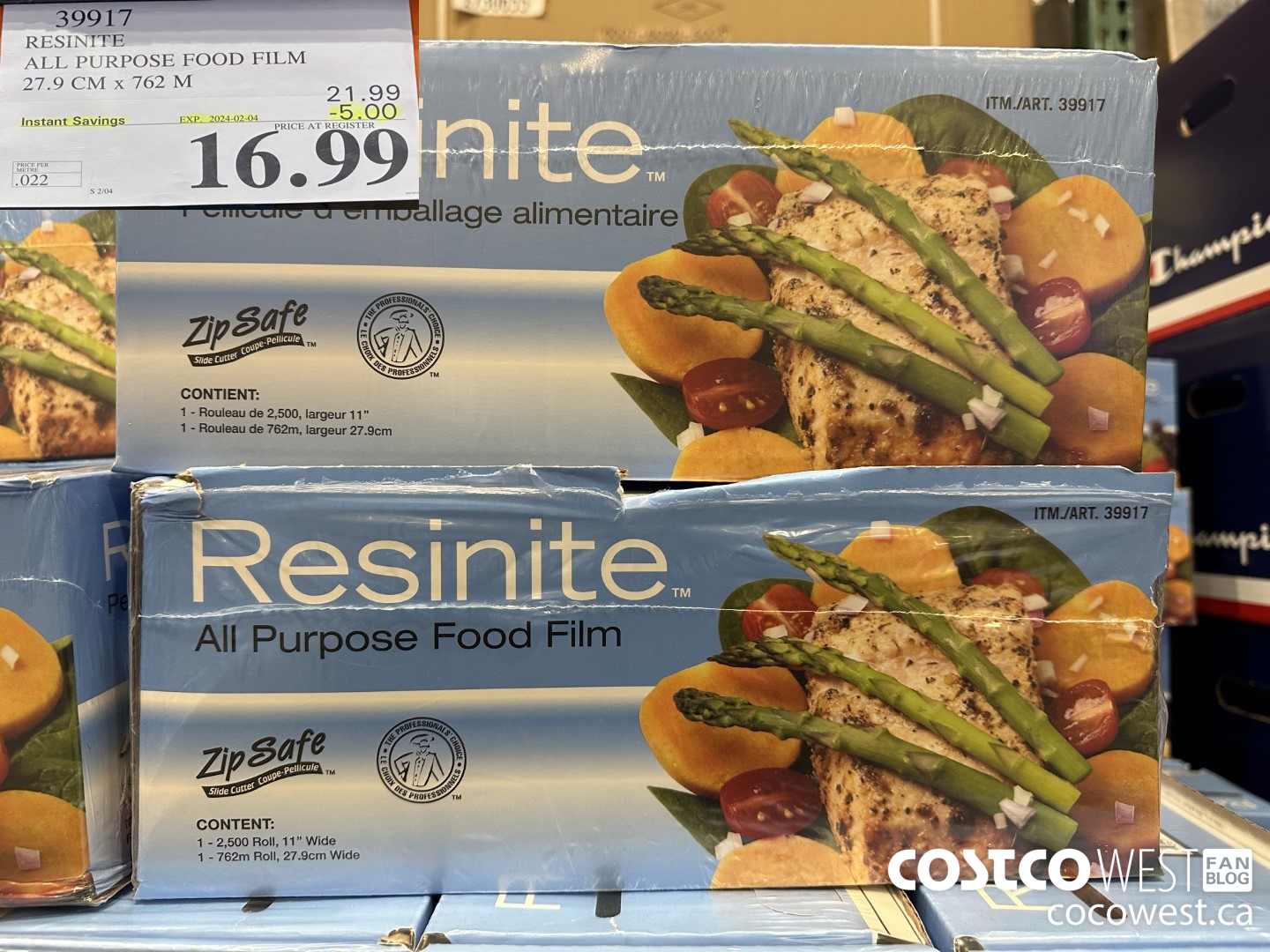 39917 RESINITE ALL PURPOSE FOOD FILM 27.9 CM x 762 M ($5.00 INSTANT SAVINGS EXPIRES ON 2024-02-04) $16.99
