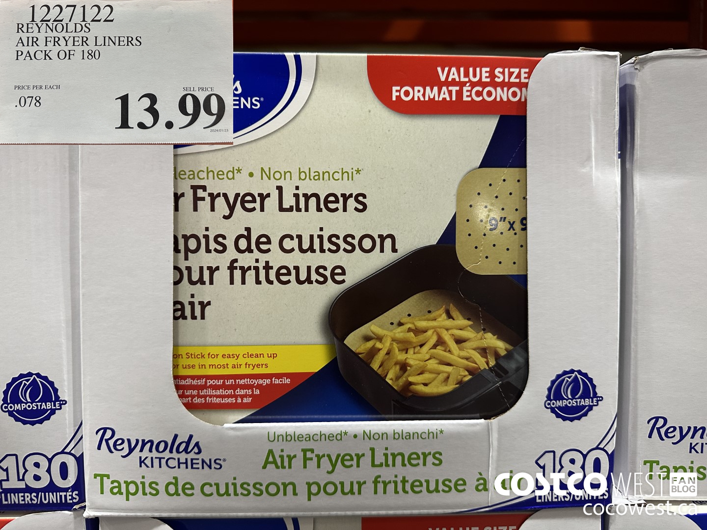 1227122 REYNOLDS AIR FRYER LINERS PACK OF 180 $13.99