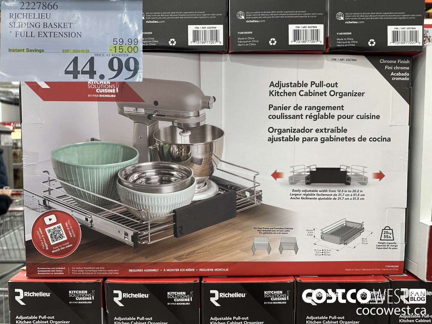 2227866 RICHELIEU SLIDING BASKET FULL EXTENSION ($15.00 INSTANT SAVINGS EXPIRES ON 2024-01-28) $44.99