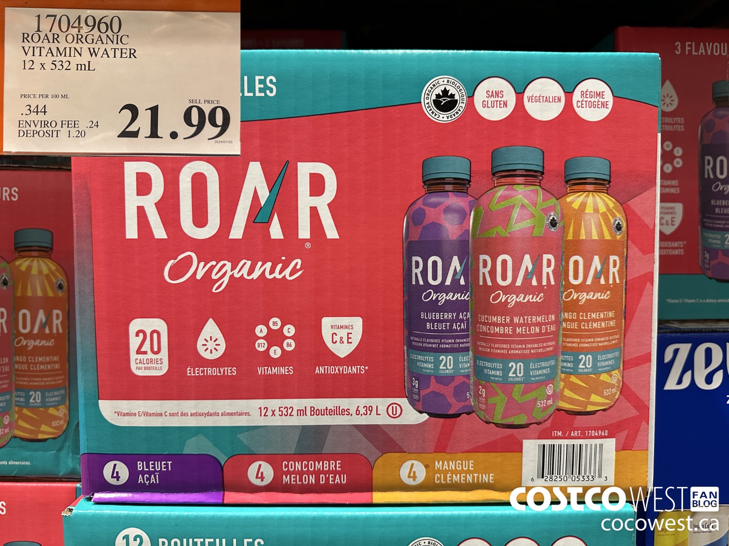 1704960 ROAR ORGANIC VARIETY PACK 12 X 532 ML $21.99