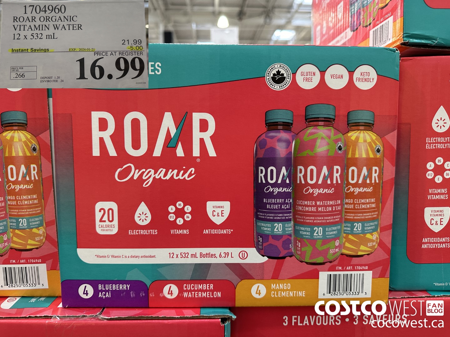 1704960 ROAR ORGANIC VARIETY PACK 12 X 532 ML ($5.00 INSTANT SAVINGS EXPIRES ON 2024-01-21) $16.99
