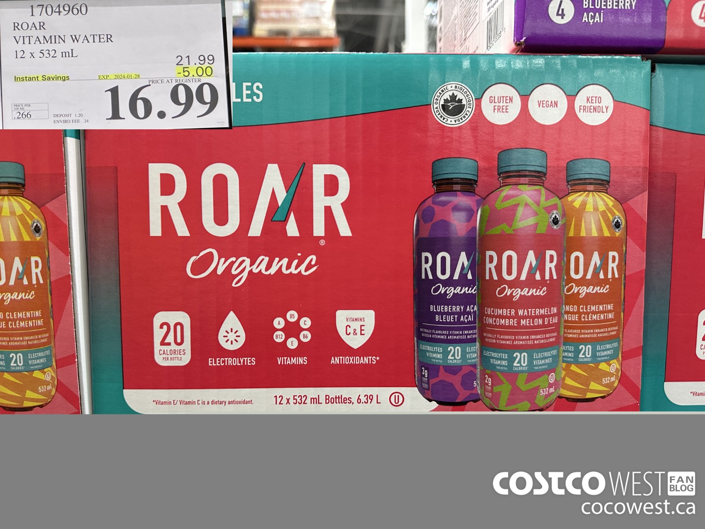 1704960 ROAR ORGANIC VARIETY PACK 12 X 532 ML ($5.00 INSTANT SAVINGS EXPIRES ON 2024-01-28) $16.99