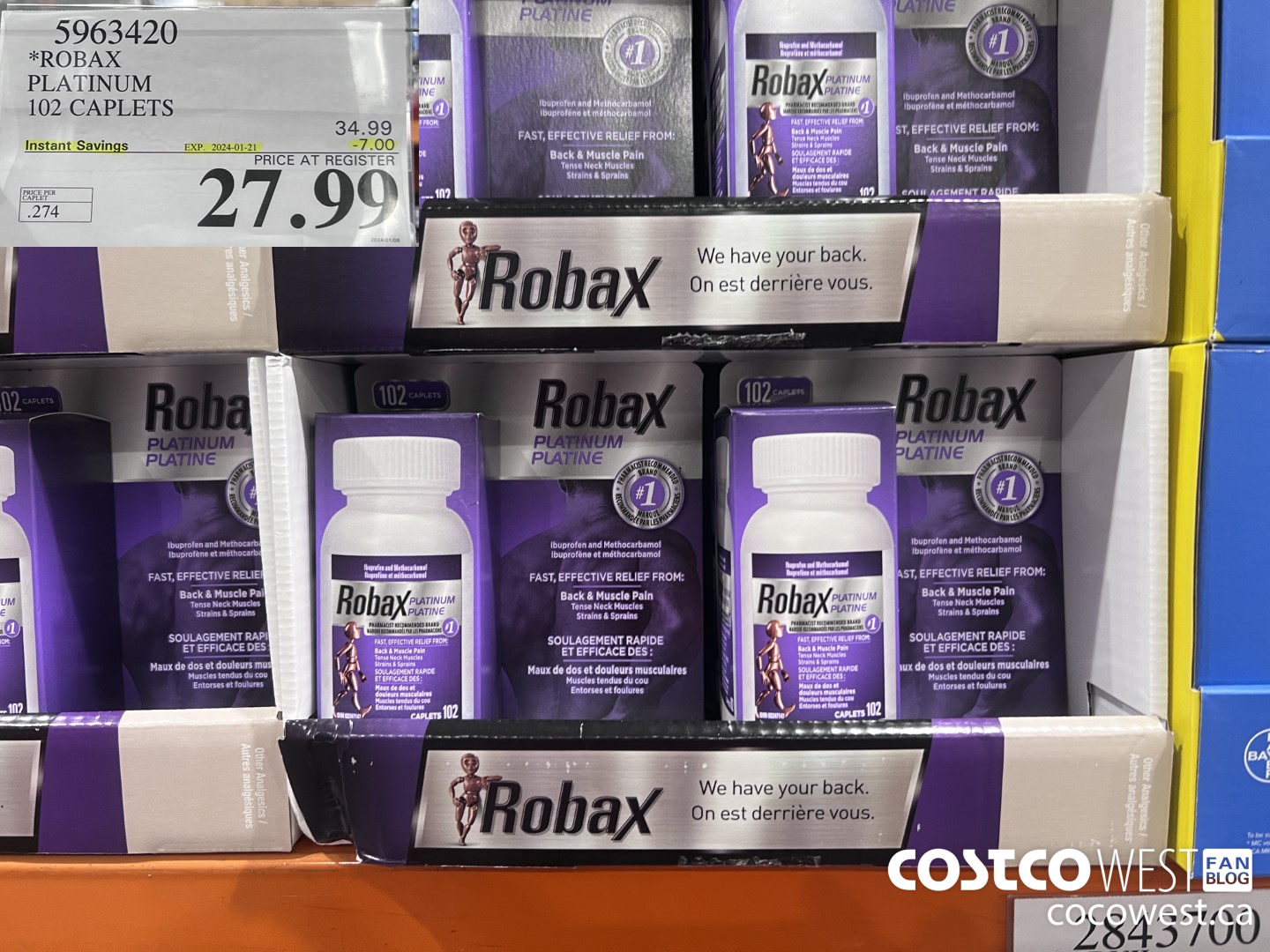 5963420 ROBAX PLATINUM 102 CAPLETS ($7.00 INSTANT SAVINGS EXPIRES ON 2024-01-21) $27.99