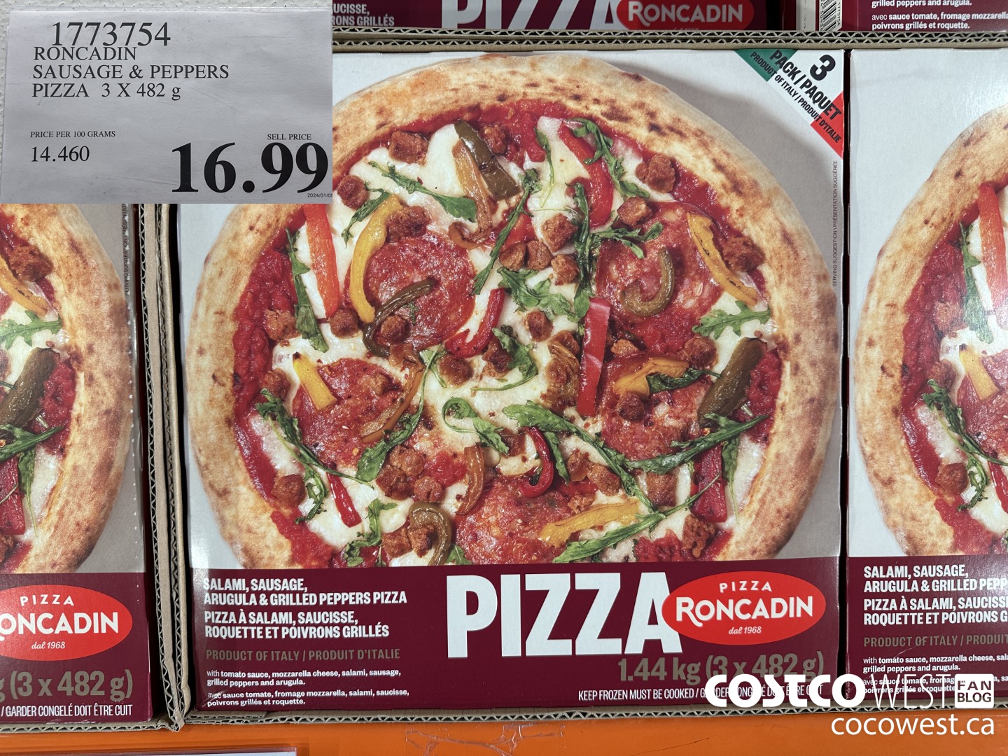 1773754 RONCADIN SAUSAGE & PEPPERS PIZZA 3 X 482G $16.99