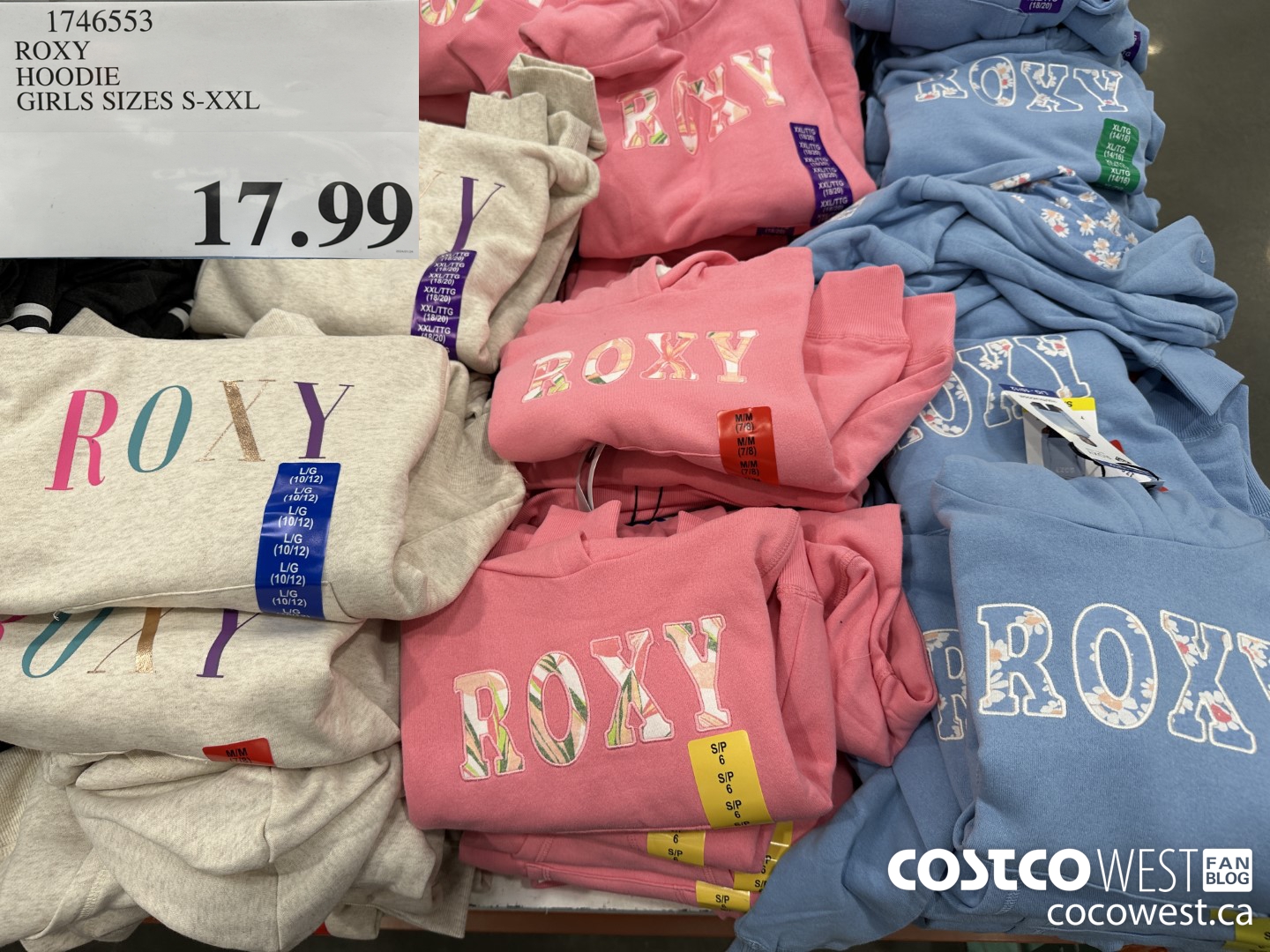 1746553 ROXY HOODIE GIRLS SIZES S-XXL $17.99