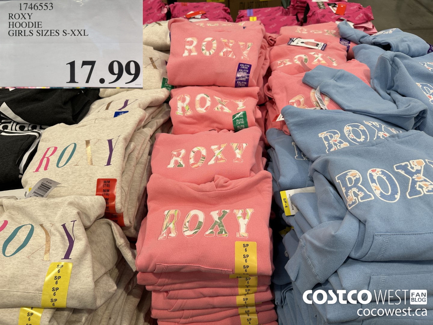 1746553 ROXY HOODIE GIRLS SIZES S-XXL $17.99