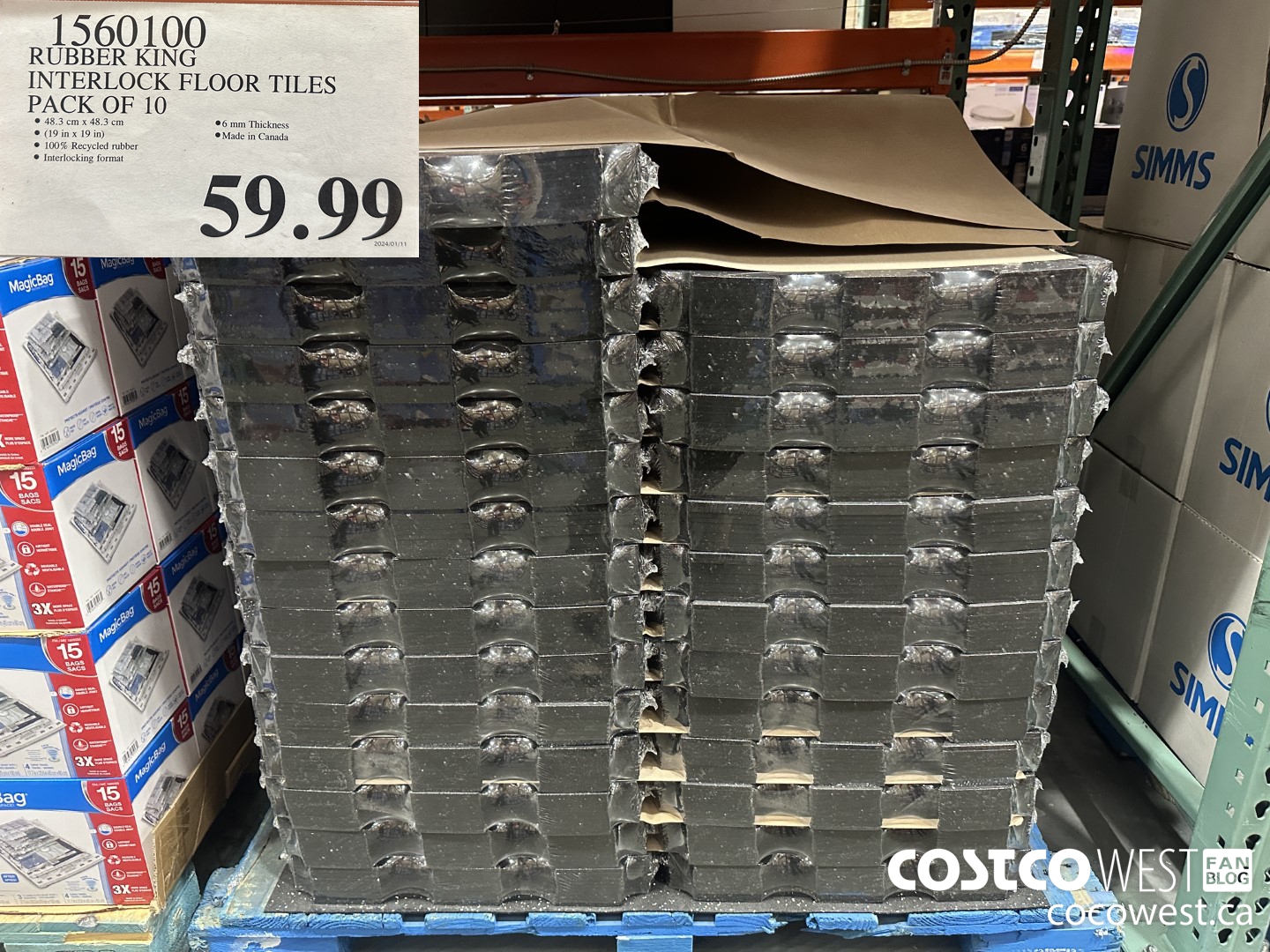 1560100 RUBBER KING INTERLOCK FLOOR TILES PACK OF 10  $59.99