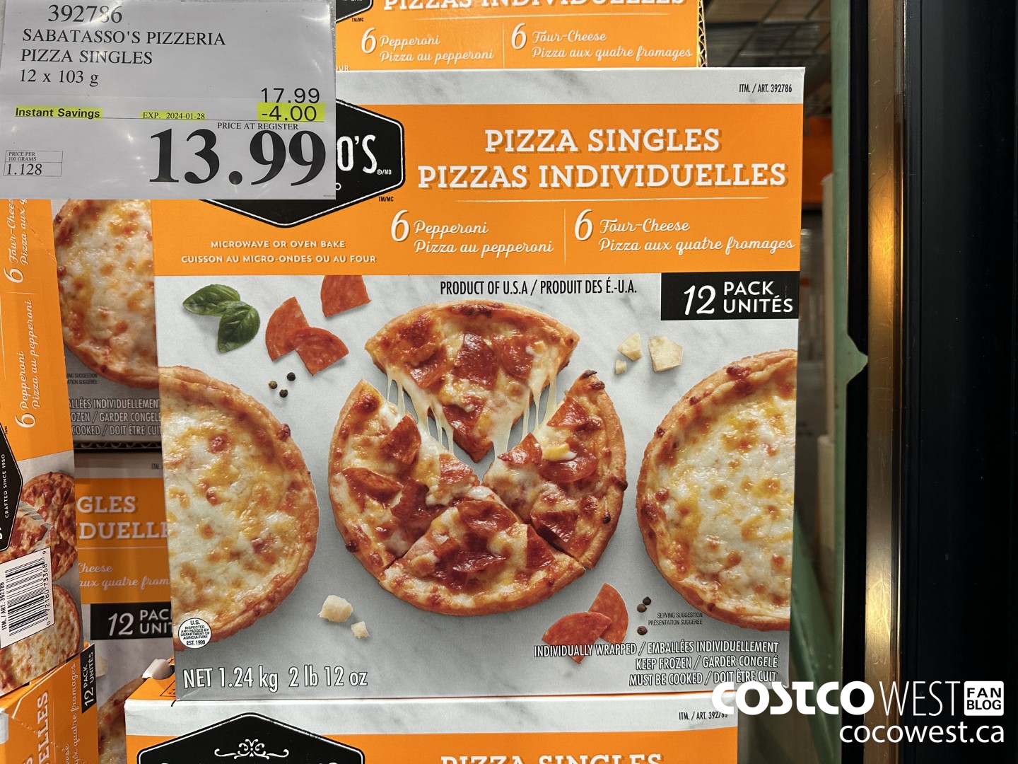 392786 SABATASSO'S PIZZERIA PIZZA SINGLES 12 X 103g ($4.00 INSTANT SAVINGS EXPIRES ON 2024-01-28) $13.99