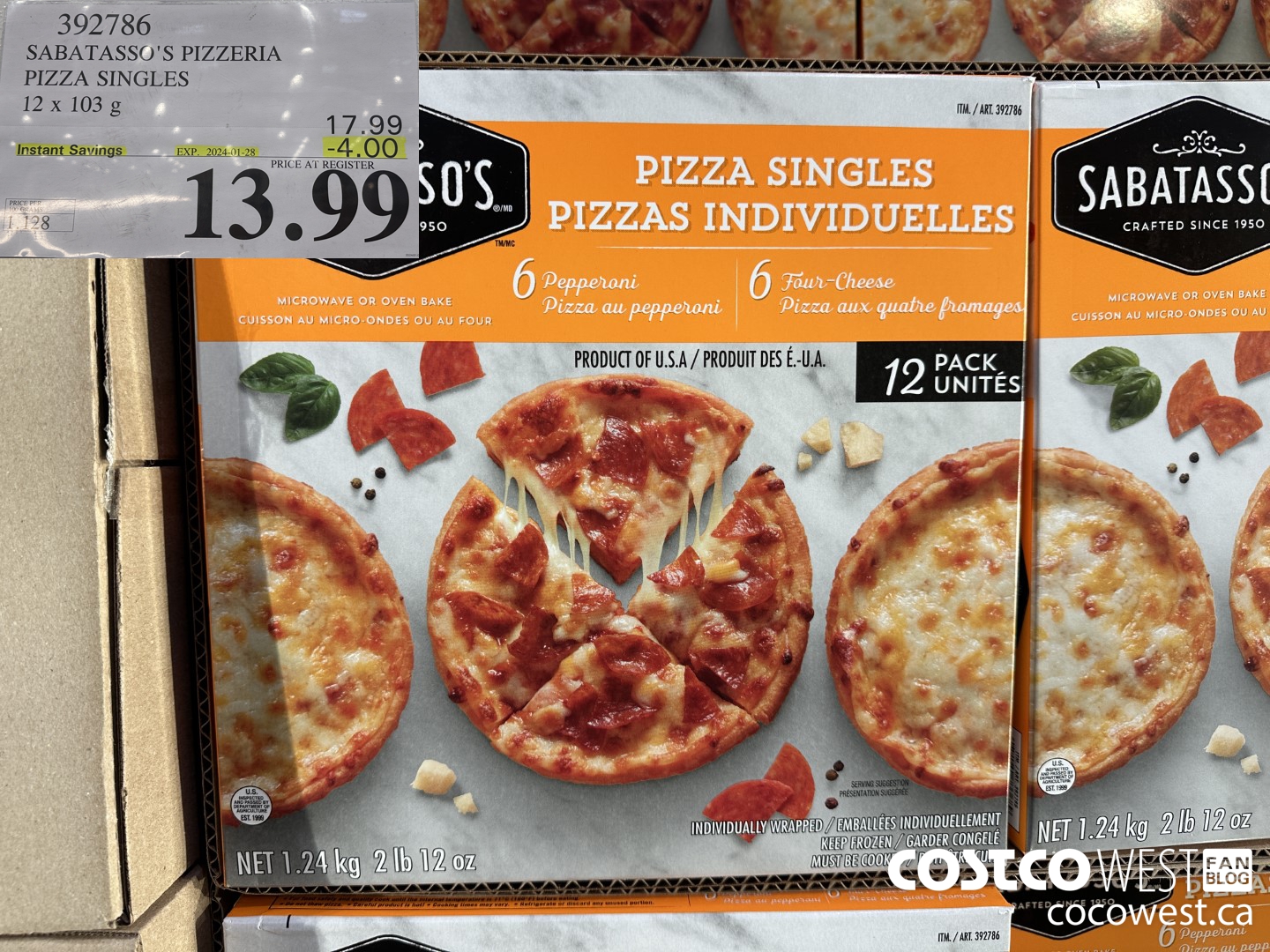 392786 SABATASSO'S PIZZERIA PIZZA SINGLES 12 X 103g ($4.00 INSTANT SAVINGS EXPIRES ON 2024-01-28) $13.99