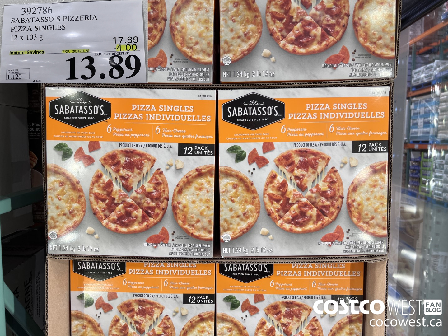 392786 SABATASSO'S PIZZERIA PIZZA SINGLES 12 X 103g ($4.00 INSTANT SAVINGS EXPIRES ON 2024-01-28) $13.99