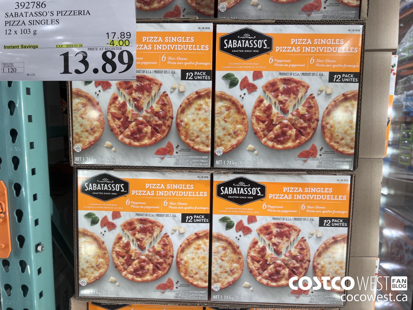 392786 SABATASSO'S PIZZERIA PIZZA SINGLES 12 X 103g ($4.00 INSTANT SAVINGS EXPIRES ON 2024-01-28) $13.99