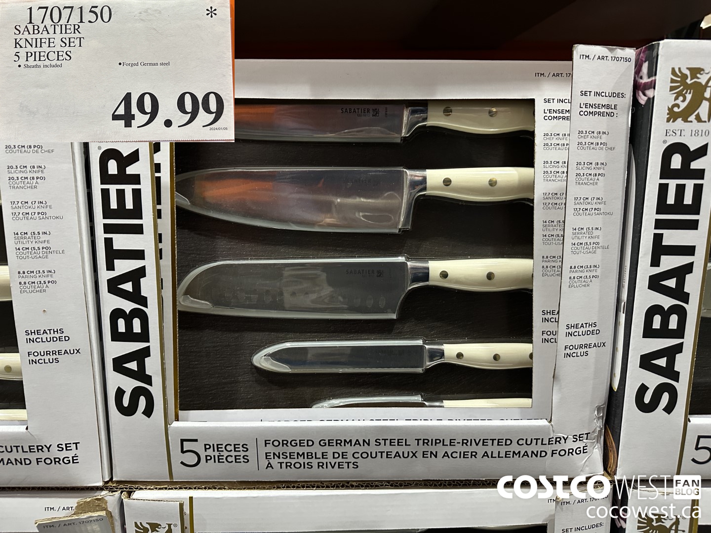 1707150 SABATIER KNIFE SET 5 PIECES $49.99