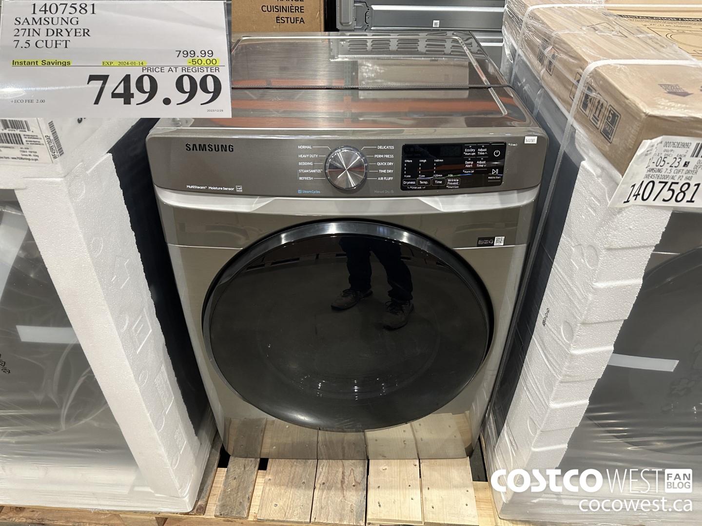 1407581 SAMSUNG 27IN DRYER 7.5 CUFT ($50.00 INSTANT SAVINGS EXPIRES ON 2024-01-14) $749.99