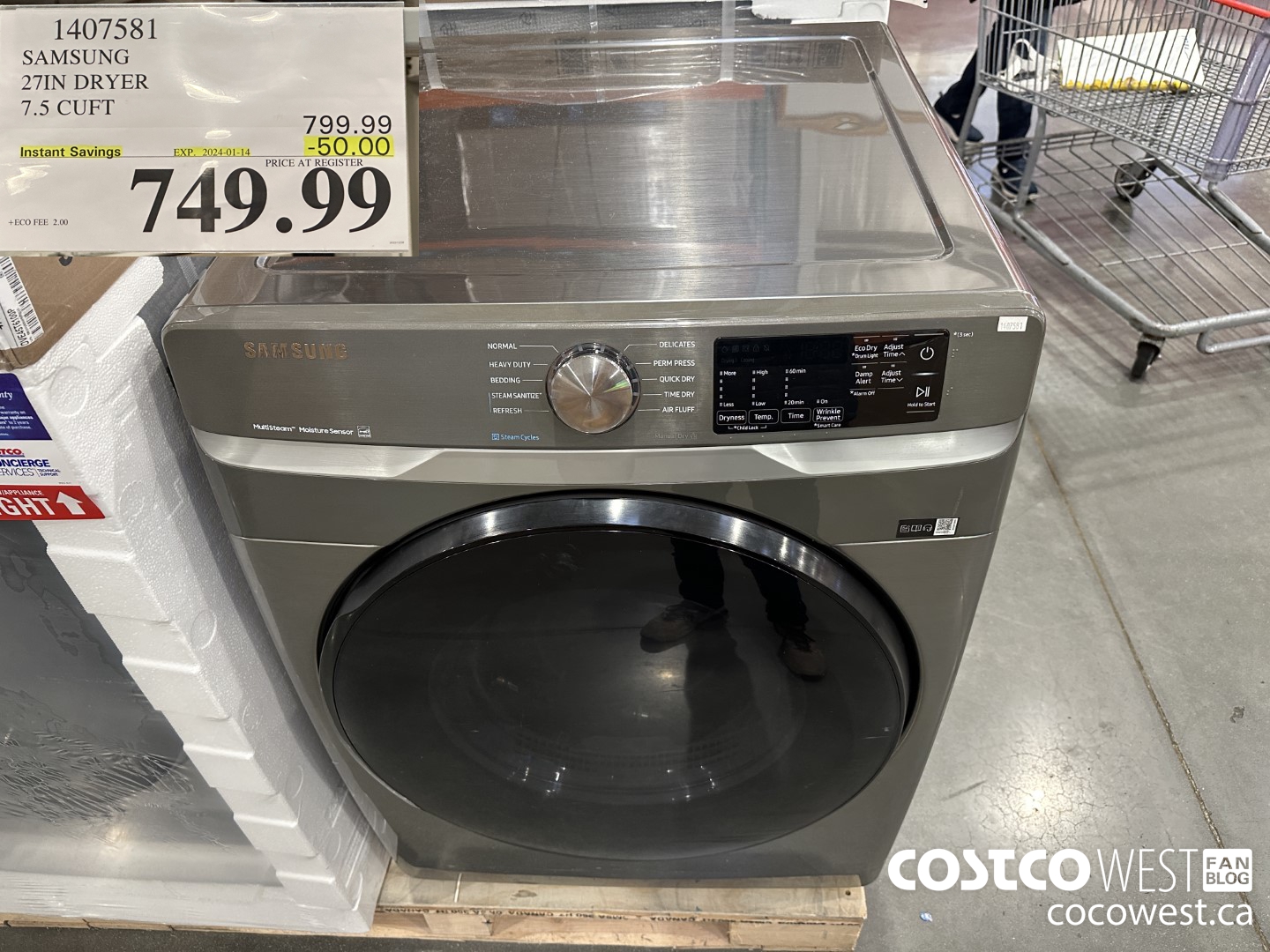 1407581 SAMSUNG 27IN DRYER 7.5 CUFT ($50.00 INSTANT SAVINGS EXPIRES ON 2024-01-14) $749.99