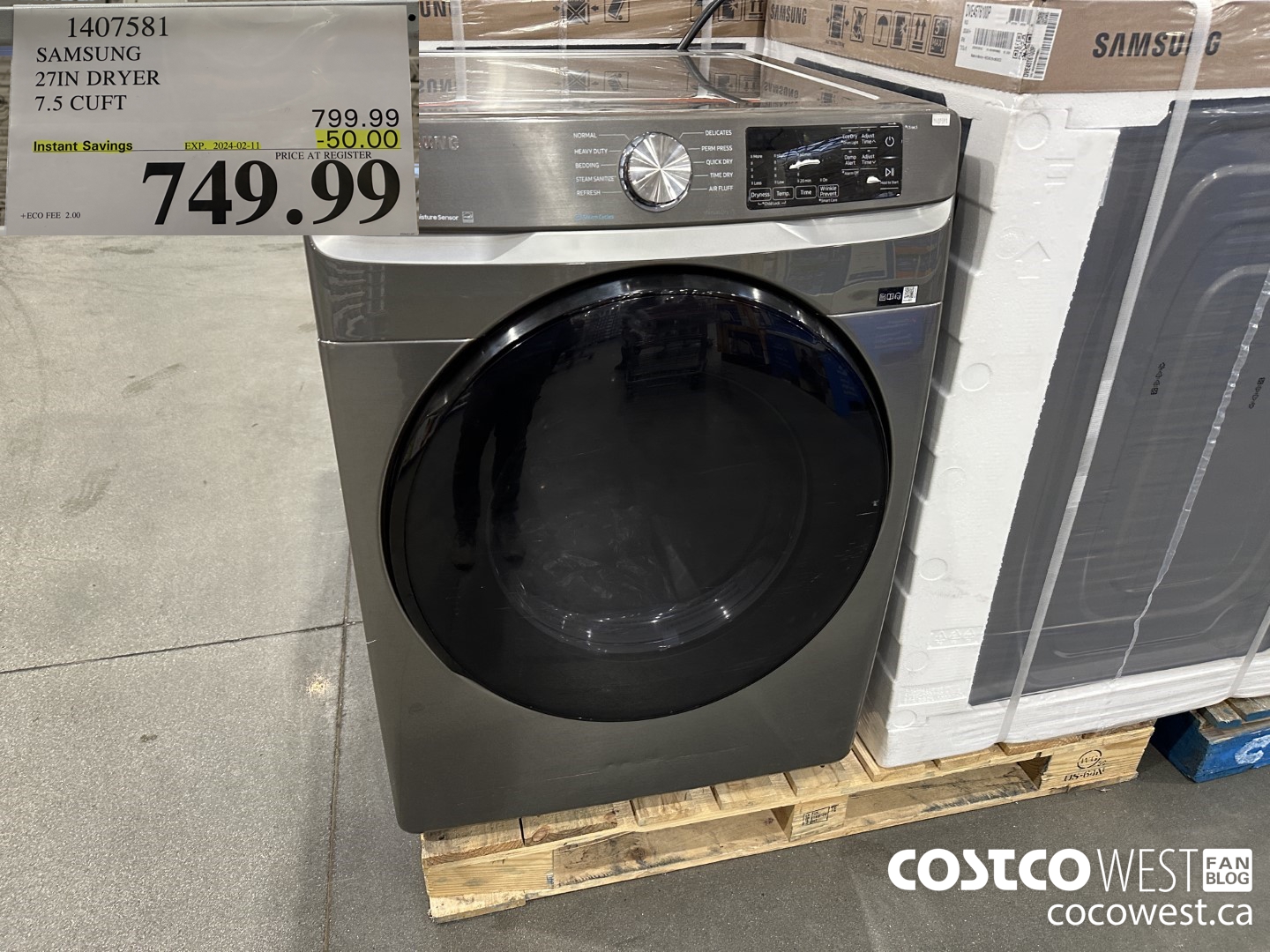 1407581 SAMSUNG 27IN DRYER 7.5 CUFT ($50.00 INSTANT SAVINGS EXPIRES ON 2024-02-11) $749.99