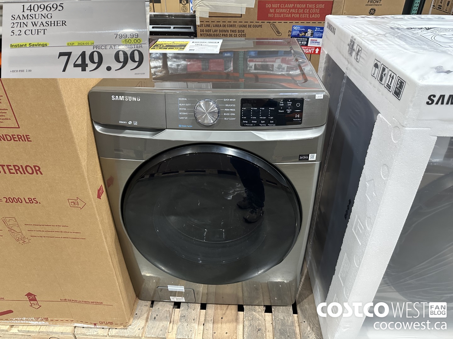 1409695 SAMSUNG 27IN WASHER 5.2 CUFT ($50.00 INSTANT SAVINGS EXPIRES ON 2024-01-14) $749.99