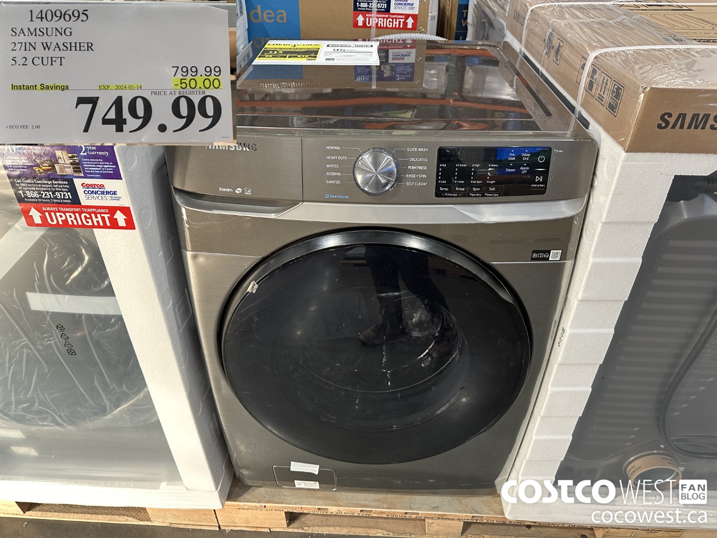 1409695 SAMSUNG 27IN WASHER 5.2 CUFT ($50.00 INSTANT SAVINGS EXPIRES ON 2024-01-14) $749.99
