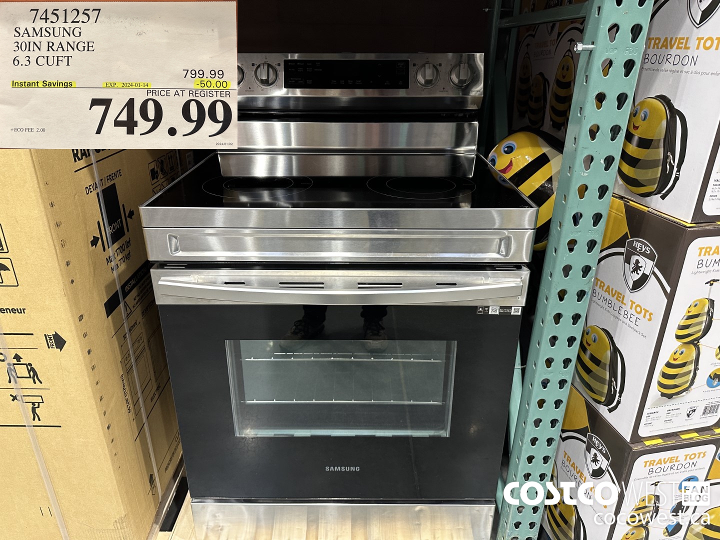 7451257 SAMSUNG ELECTRIC RANGE 6.3 CU. FT. ($50.00 INSTANT SAVINGS EXPIRES ON 2024-01-14) $749.99