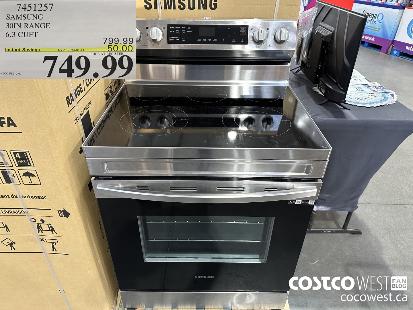 7451257 SAMSUNG ELECTRIC RANGE 6.3 CU. FT. ($50.00 INSTANT SAVINGS EXPIRES ON 2024-01-14) $749.99