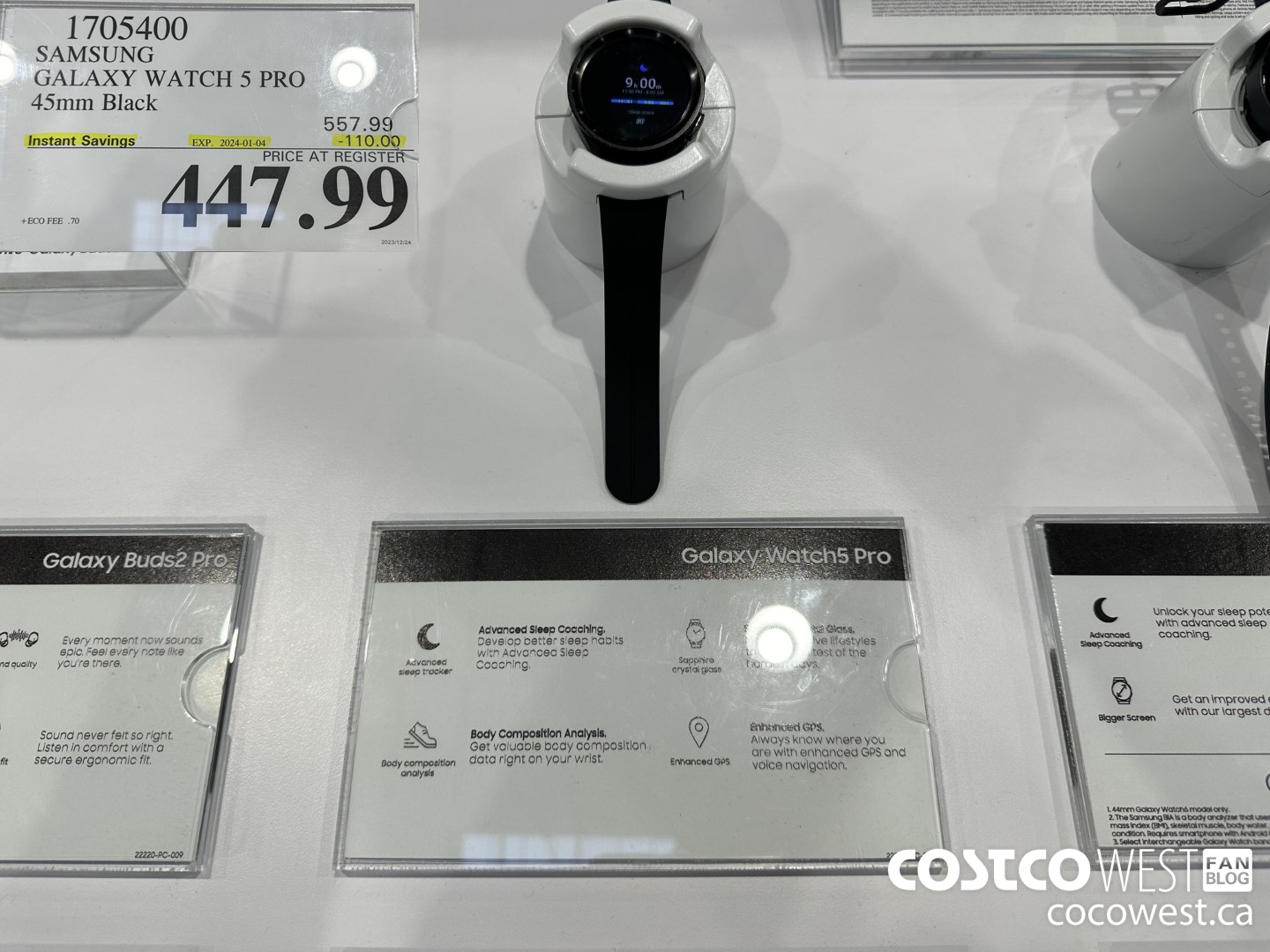 1705400 SAMSUNG GALAXY WATCH 5 PRO 45MM BLACK ($110.00 INSTANT SAVINGS EXPIRES ON 2024-01-04) $447.99