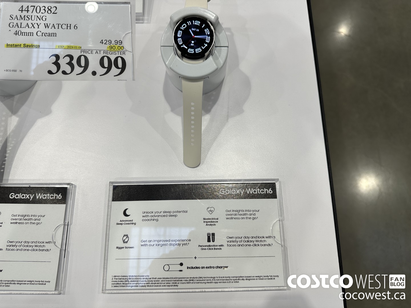 4470382 SAMSUNG GALAXY WATCH 6 40MM CREAM ($90.00 INSTANT SAVINGS EXPIRES ON 2024-01-04) $339.99