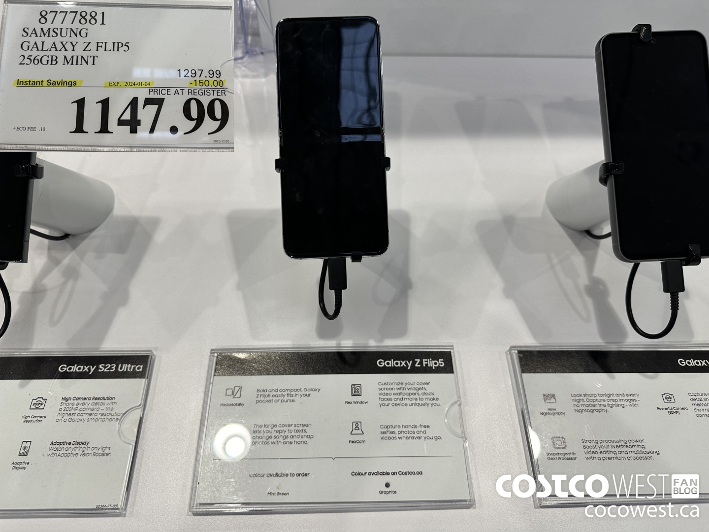 8777881 SAMSUNG GALAXY Z FLIP5 256GB MINT ($150.00 INSTANT SAVINGS EXPIRES ON 2024-01-04) $1147.99