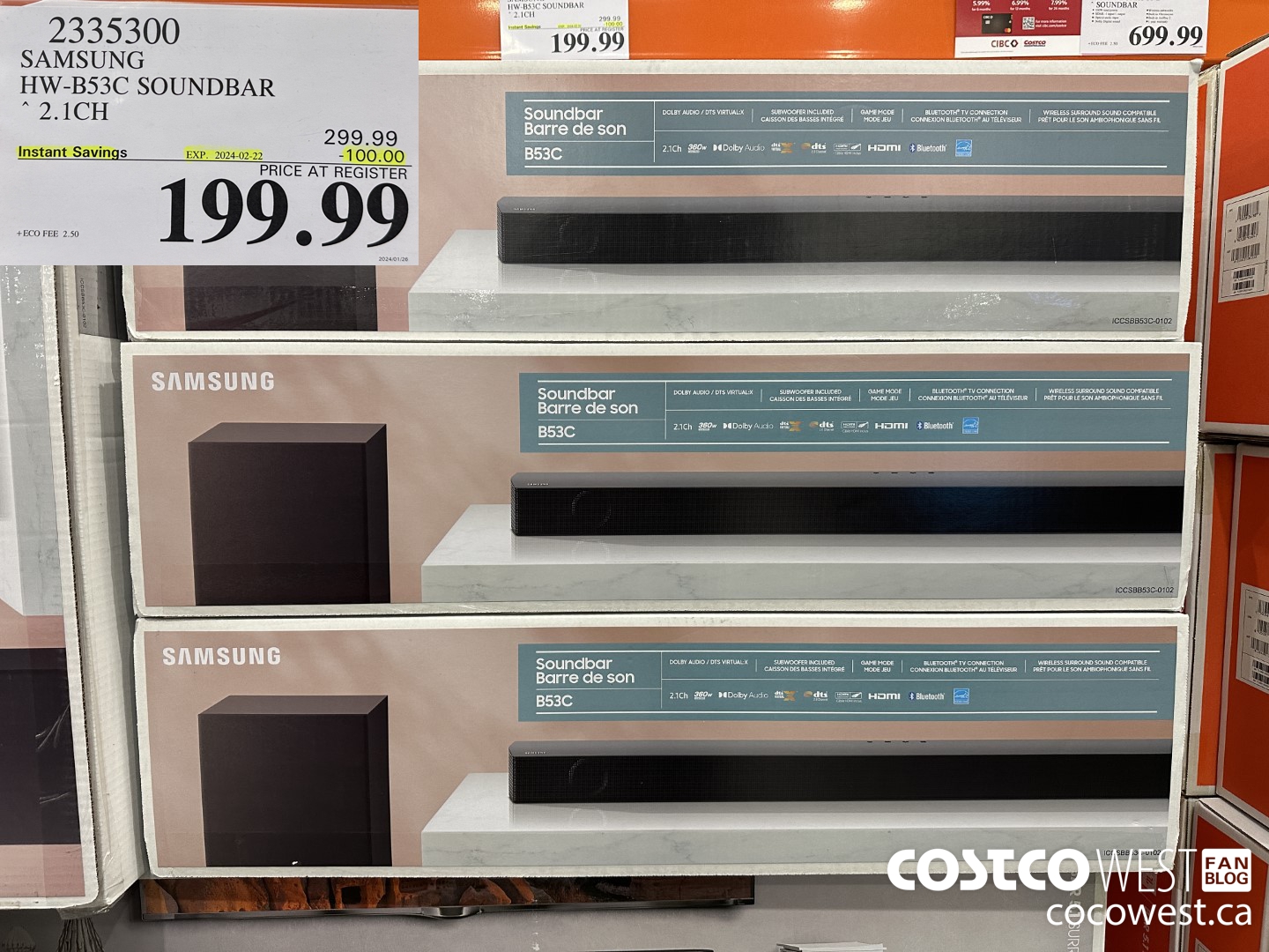 2335300 SAMSUNG HW-B53C/ZC SOUNDBAR 2.1 CH ($100.00 INSTANT SAVINGS EXPIRES ON 2024-02-22) $199.99