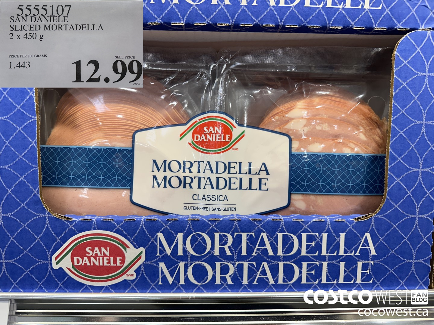 5555107 SAN DANIELE SLICED MORTADELLA 2 X 450G $12.99