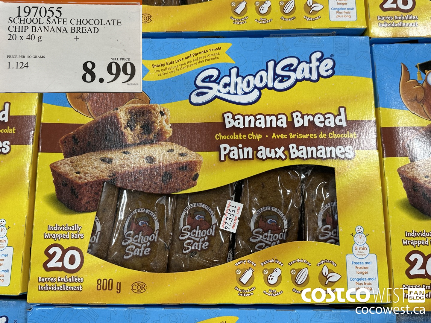 197055 SCHOOL SAFE CHOCOLATE CHIP BANANA BREAD 20 X 40 G $8.99