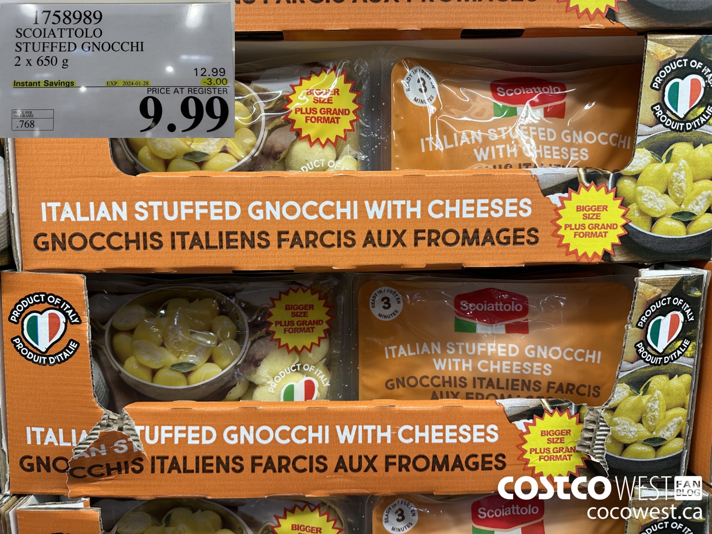 1758989 SCOIATTOLO STUFFED GNOCCHI 2 X 650G ($3.00 INSTANT SAVINGS EXPIRES ON 2024-01-28) $9.99