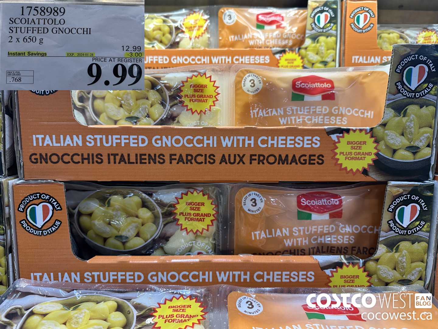 1758989 SCOIATTOLO STUFFED GNOCCHI 2 X 650G ($3.00 INSTANT SAVINGS EXPIRES ON 2024-01-28) $9.99