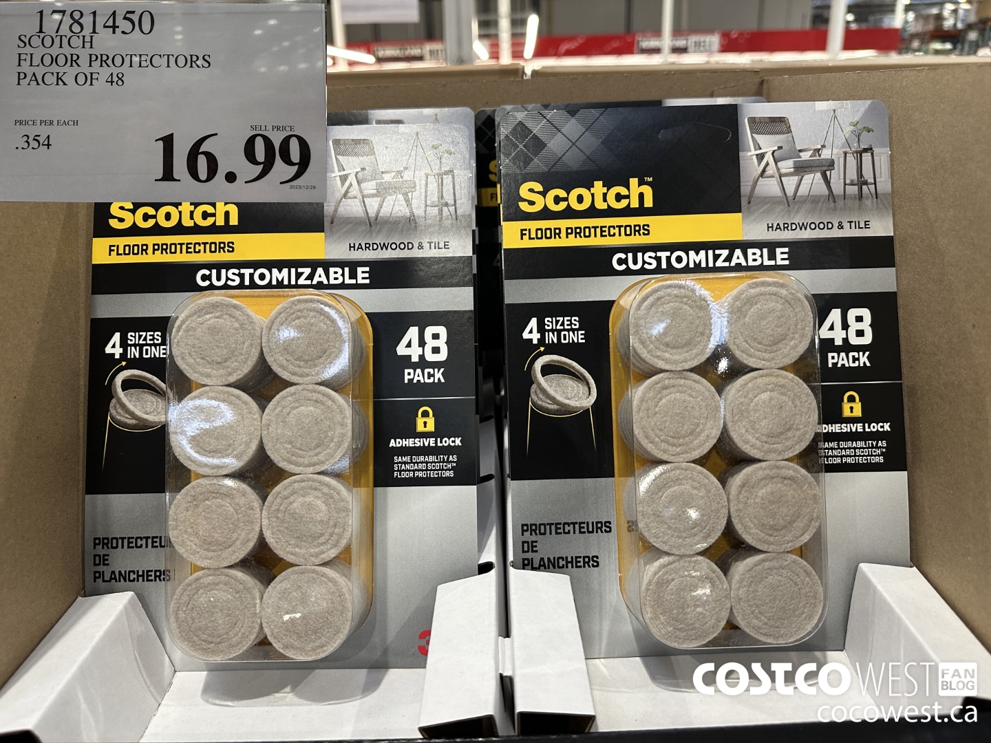 1781450 SCOTCH FLOOR PROTECTORS PACK OF 48 $16.99