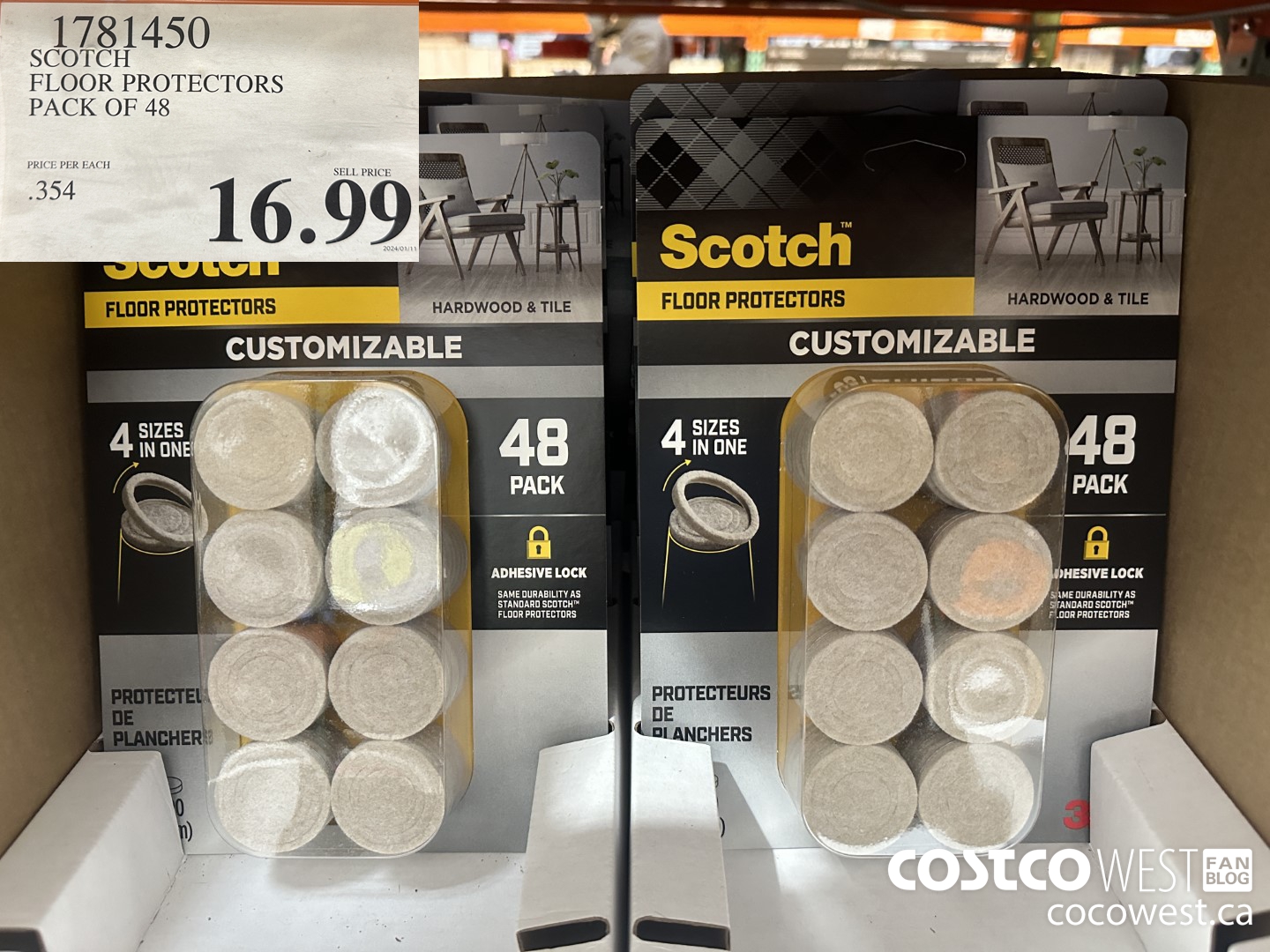 1781450 SCOTCH FLOOR PROTECTORS PACK OF 48 $16.99