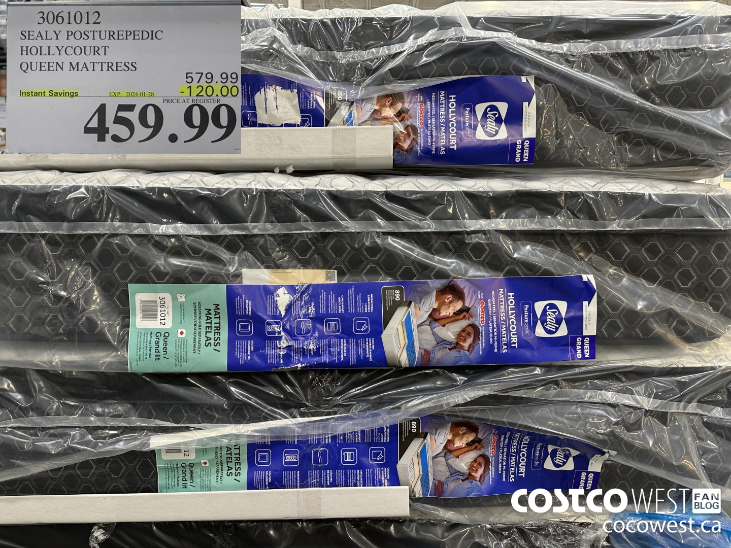 3061012 SEALY POSTUREPEDIC HOLLYCOURT QUEEN MATTRESS ($120.00 INSTANT SAVINGS EXPIRES ON 2024-01-28) $459.99