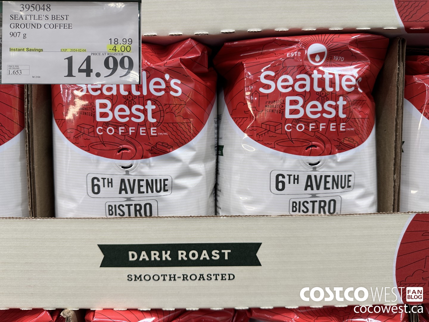 395048 SEATTLE'S BEST GROUND COFFEE 907 G ($4.00 INSTANT SAVINGS EXPIRES ON 2024-02-04) $14.99
