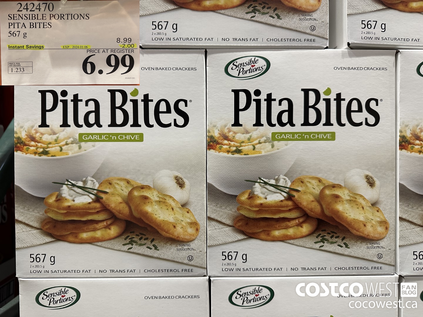 242470 SENSIBLE PORTIONS PITA BITES 567 G ($2.00 INSTANT SAVINGS EXPIRES ON 2024-01-06) $6.99