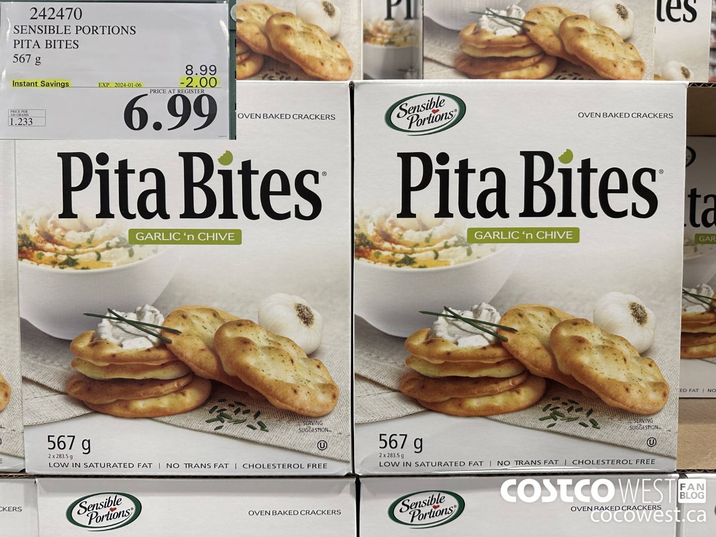 242470 SENSIBLE PORTIONS PITA BITES 567 G ($2.00 INSTANT SAVINGS EXPIRES ON 2024-01-06) $6.99
