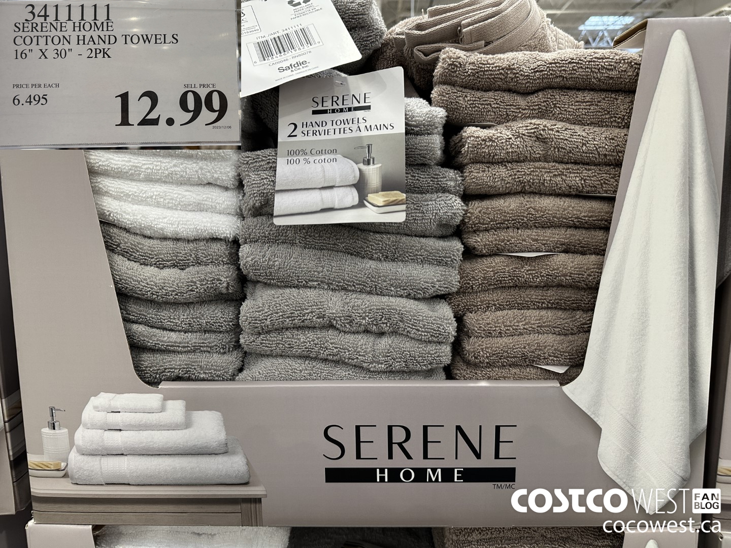 3411111 SERENE HOME COTTON HAND TOWELS 16