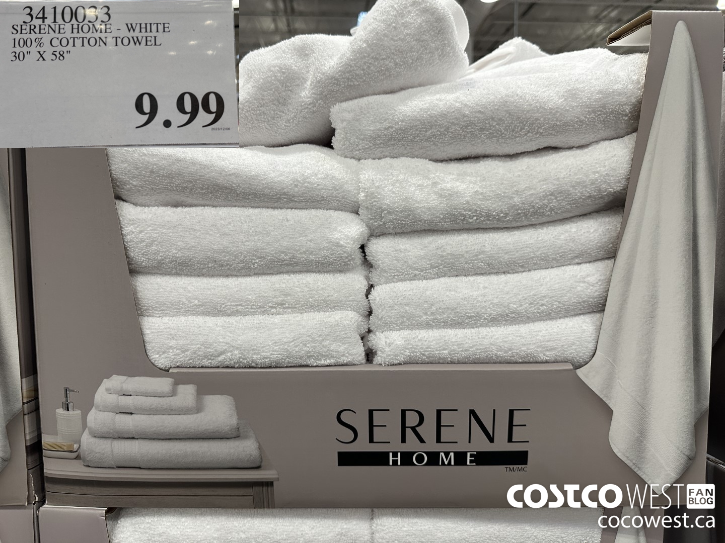 3410033 SERENE HOME WHITE 100% COTTON TOWEL 30