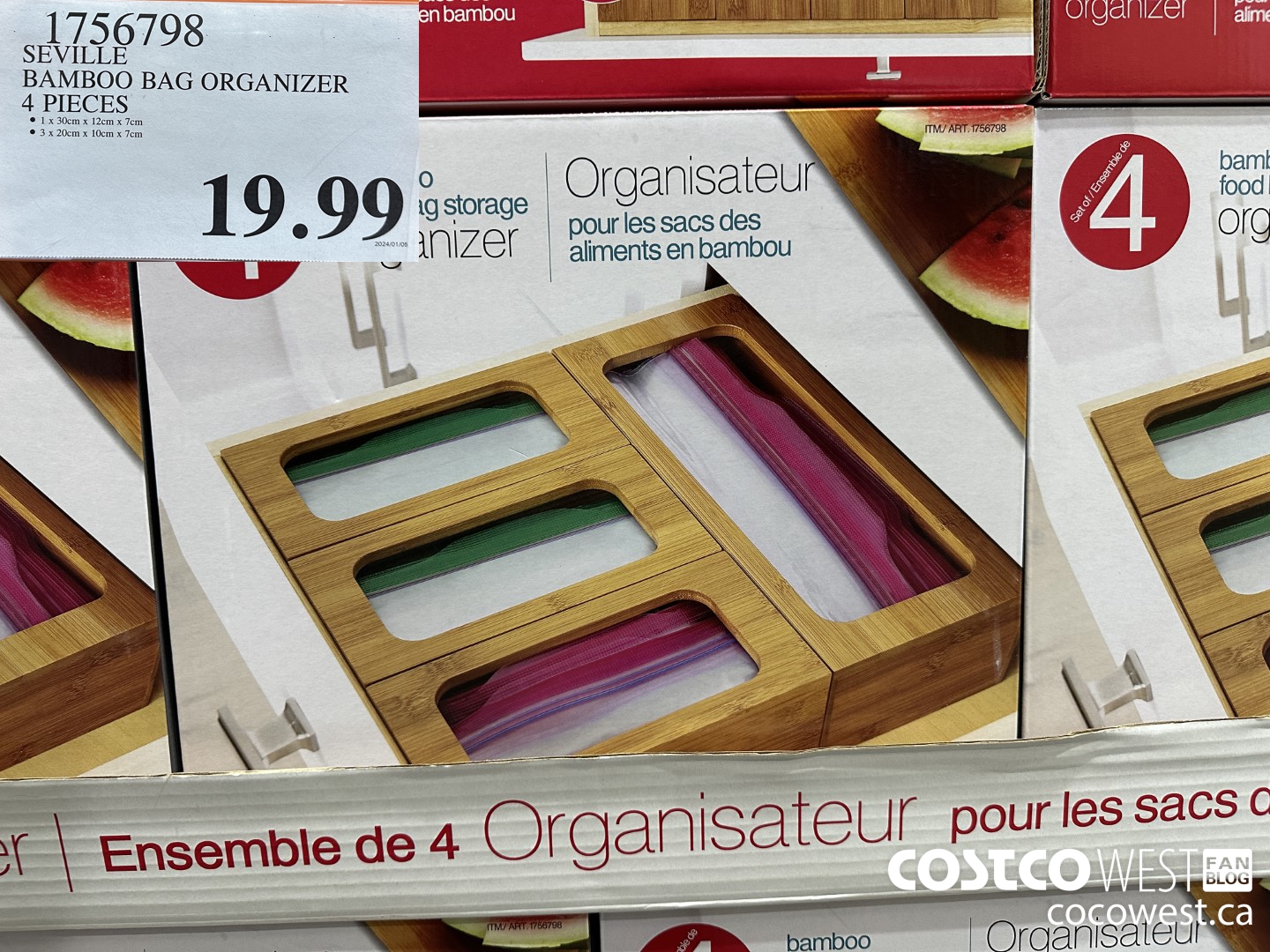 1756798 SEVILLE BAMBOO BAG ORGANIZER 4 PIECES $19.99