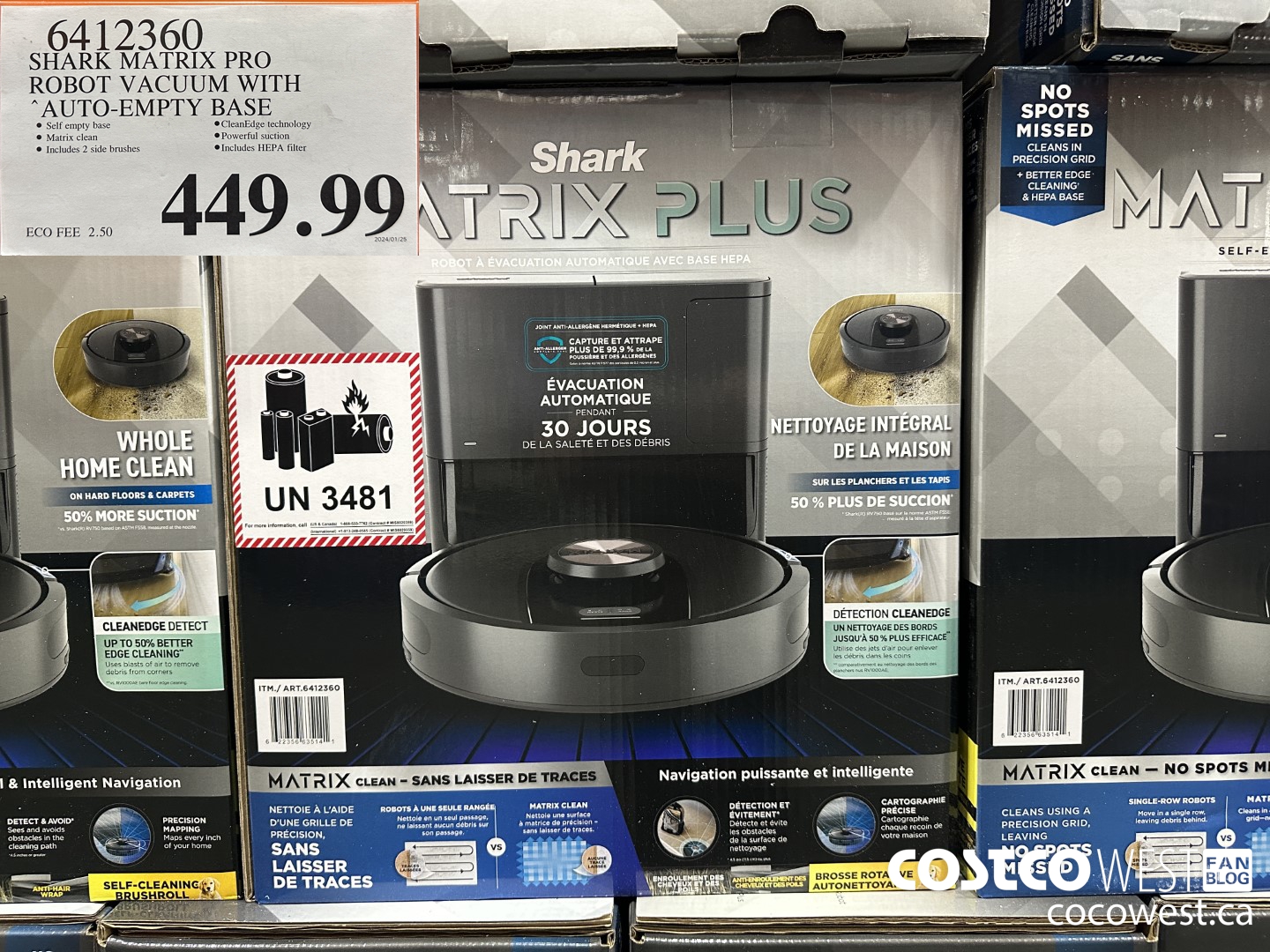 6412360 SHARK MATRIX PRO ROBOT VACUUM WITH AUTO-EMPTY BASE $449.99
